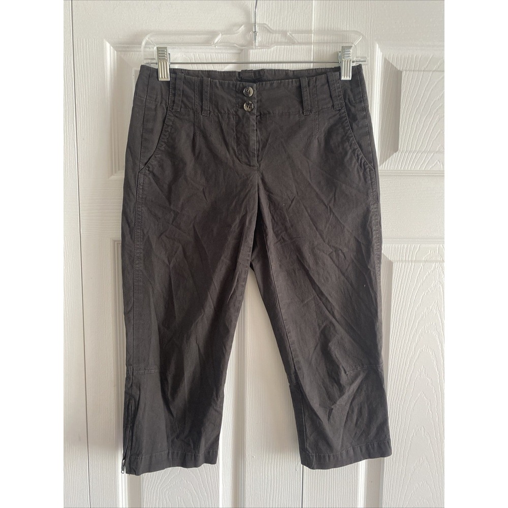 Theory Crop Utility Pant Womens Size 0 Grey Ankle Zip Slim Career Cotton Blend